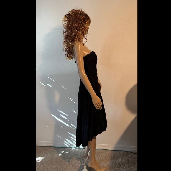White House Black Market Black Lace Asymmetric Hem Party Dress Sz 0 NWT $240 - Picture 5 of 13